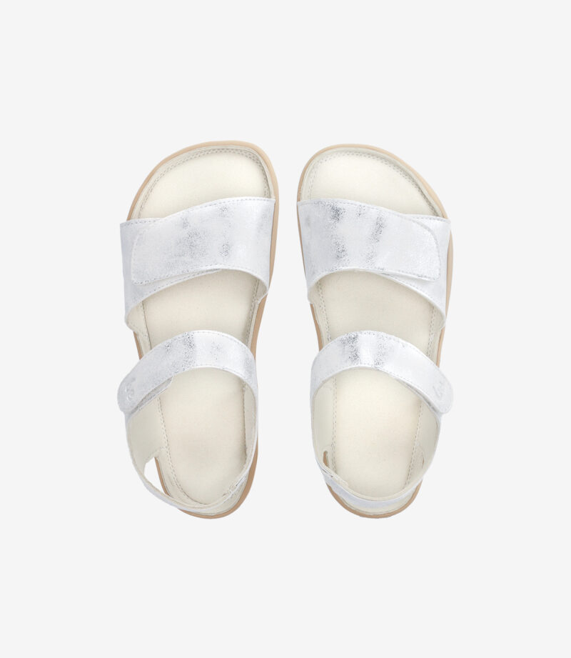 White Sparkle Be Lenka Miami barfodssko til kvinder, bred tåboks, åbne tæer, glitterremme, polstret fodseng.