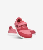 Be Lenka Scoot Kids barfodssneakers, lys og mørk rosa, bred tåzone, velcrorem, minimalistisk stil, hvid sål.