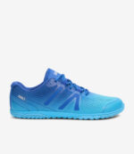 Blå Xero HFS II barfodssko med overdel i mesh, tynd sål, bred tåboks, minimalistisk sneaker-stil, venstre profil på hvid baggrund.