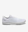 Hvid Xero Nexus Knit barfodssko til mænd, overdel i mesh, grå sål, bred tåboks, minimalistisk sneaker til løb eller daglig brug.