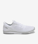 Hvid Xero Nexus Knit barfodssko til mænd, overdel i mesh, grå sål, bred tåboks, minimalistisk sneaker til løb eller daglig brug.