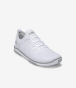 Hvid Xero Nexus Knit Dame barfodssko med overdel i mesh, bred tåboks, fleksibel sål, minimalistisk sneaker-design til kvinder.