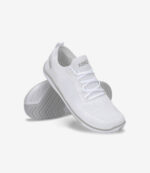 Hvide Xero Nexus Knit barfodssko til kvinder, overdel i mesh, gummisål, bred tåboks, minimalistisk sneaker-stil.