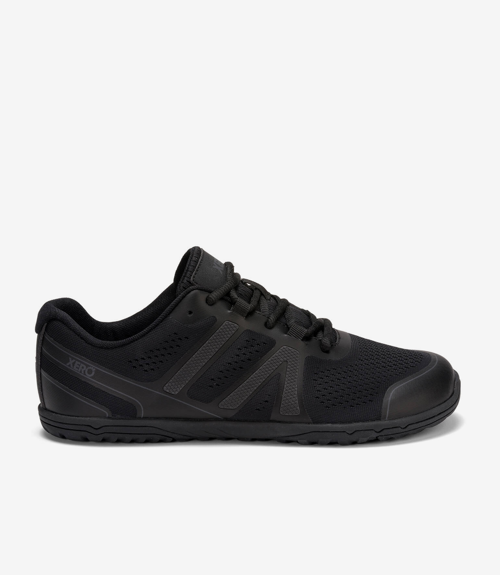 Sort Xero HFS II Herre barfodssko, overdel i mesh, syntetiske overlays, flad sål, bred tåboks - minimalistisk sneaker-stil.