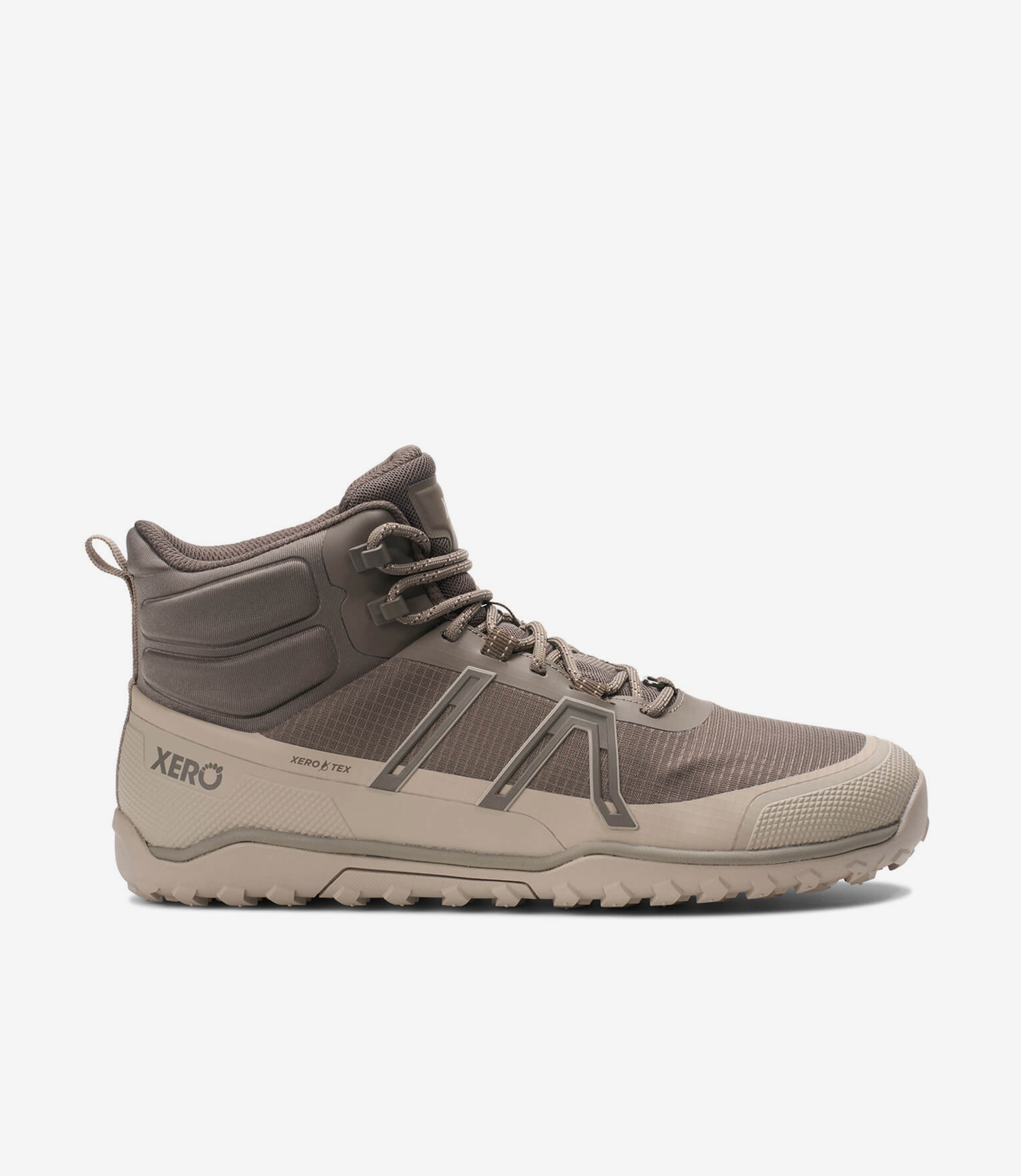 Lysebrune Xero Scrambler Trail Mid WP Herre barfodsvandrestøvler med robust sål, overdel i mesh og bred tåboks til mænd.