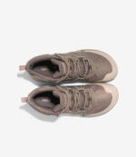 Taupe Xero Scrambler Trail Mid WP barfodssko med bred tåboks, minimalistisk design, snørebånd til mænd, set oppefra.