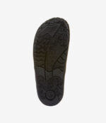 Sort minimalistisk barfodsskosål, bred tåboksdesign, struktureret gummislidbane, Crocs-logo i midten, ideel til naturlig bevægelse.