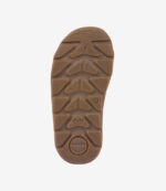 Brun gummisål på frodda BAREFOOT minimalistsko, zigzag-profil, blødt materiale, størrelse 24, bred tåboksdesign.