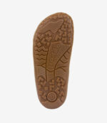 Brun minimalistisk barfodsskosål med froddo BAREFOOT-logo, struktureret greb, bred tåboksdesign, størrelse 31 nær hælen.