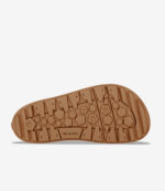 Solbrun gummisål med sekskantet mønster, linjer og "be lenka"-logo til minimalistiske barfodssko; design med bred tåboks på hvid.