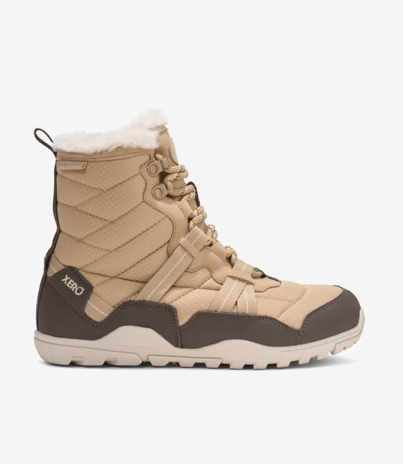 Xero Alpine Men Black barfodsstøvler, sort høj vintermodel med pelsforing, bred tåboks, robust sål, minimalistisk design.